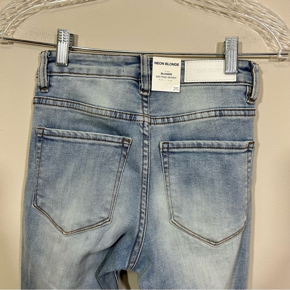 Neon Blonde Tu Jean Everblue Mid Rise Skinny Lace Front Denim NWT Size 25 - Picture 9 of 10